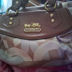 SOLD NOT AVAILABLE Coach Brown and Cream Satchel